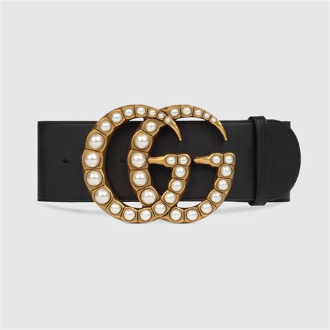 gucci wide leather belt with double g|extra large Gucci belt.